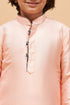 VASTRAMAY Peach Silk Kurta And Pyjama Baap Beta Set